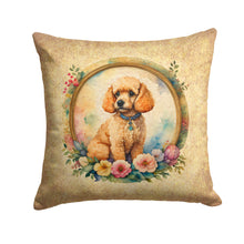 Load image into Gallery viewer, Poodle and Flowers Fabric Decorative Pillow