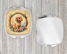 Load image into Gallery viewer, Poodle and Flowers Compact Mirror – Stylish Purse Mirror with Artistic Covers