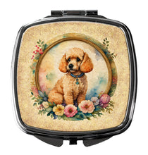 Load image into Gallery viewer, Poodle and Flowers Compact Mirror – Stylish Purse Mirror with Artistic Covers