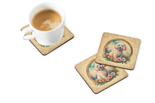 Load image into Gallery viewer, White Poodle and Flowers Coasters - Set of 4 Lightweight Foam, Absorbent Drink Coasters