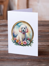 Load image into Gallery viewer, White Poodle and Flowers Greeting Cards -  Blank Note Cards – 8-Pack of Artist-Designed Cards with Envelopes