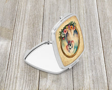 Load image into Gallery viewer, White Poodle and Flowers Compact Mirror – Stylish Purse Mirror with Artistic Covers