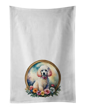 Load image into Gallery viewer, White Poodle and Flowers Kitchen Towel Set of 2