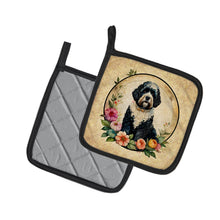 Load image into Gallery viewer, Portuguese Water Dog and Flowers Pot Holders - Set of 2 Decorative Kitchen Helpers | Made in the USA