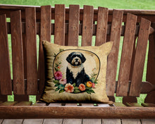 Load image into Gallery viewer, Portuguese Water Dog and Flowers Throw Pillow - 14x14 Decorative Pillow – Art for Your Home &amp; Patio