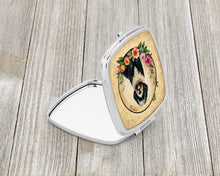 Load image into Gallery viewer, Portuguese Water Dog and Flowers Compact Mirror – Stylish Purse Mirror with Artistic Covers