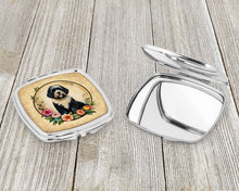 Load image into Gallery viewer, Portuguese Water Dog and Flowers Compact Mirror – Stylish Purse Mirror with Artistic Covers