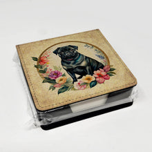 Load image into Gallery viewer, Black Pug and Flowers PU Leather Note Paper Holder