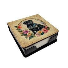 Load image into Gallery viewer, Black Pug and Flowers PU Leather Note Paper Holder