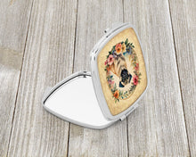 Load image into Gallery viewer, Fawn Pug and Flowers Compact Mirror – Stylish Purse Mirror with Artistic Covers