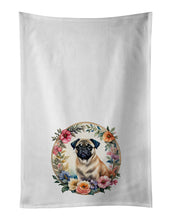 Load image into Gallery viewer, Fawn Pug and Flowers Kitchen Towel Set of 2
