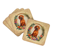 Load image into Gallery viewer, Redbone Coonhound and Flowers Coasters - Set of 4 Lightweight Foam, Absorbent Drink Coasters