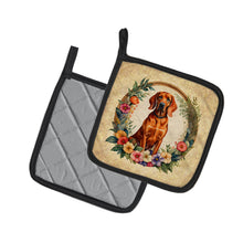 Load image into Gallery viewer, Redbone Coonhound and Flowers Pot Holders - Set of 2 Decorative Kitchen Helpers | Made in the USA