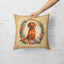 Load image into Gallery viewer, Redbone Coonhound and Flowers Fabric Decorative Pillow