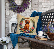 Load image into Gallery viewer, Redbone Coonhound and Flowers Fabric Decorative Pillow