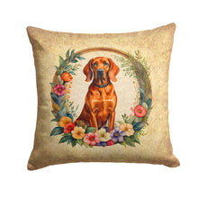 Load image into Gallery viewer, Redbone Coonhound and Flowers Fabric Decorative Pillow