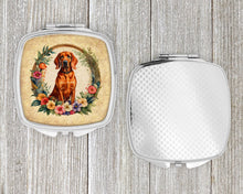 Load image into Gallery viewer, Redbone Coonhound and Flowers Compact Mirror – Stylish Purse Mirror with Artistic Covers