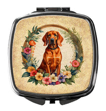 Load image into Gallery viewer, Redbone Coonhound and Flowers Compact Mirror – Stylish Purse Mirror with Artistic Covers
