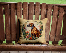 Load image into Gallery viewer, Rhodesian Ridgeback and Flowers Throw Pillow - 14x14 Decorative Pillow – Art for Your Home &amp; Patio