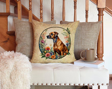 Load image into Gallery viewer, Rhodesian Ridgeback and Flowers Throw Pillow - 14x14 Decorative Pillow – Art for Your Home &amp; Patio