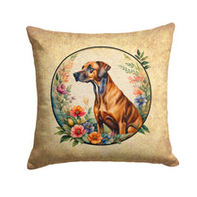 Load image into Gallery viewer, Rhodesian Ridgeback and Flowers Throw Pillow - 14x14 Decorative Pillow – Art for Your Home &amp; Patio