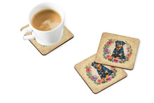Load image into Gallery viewer, Rottweiler and Flowers Coasters - Set of 4 Lightweight Foam, Absorbent Drink Coasters