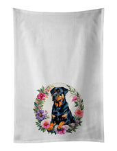 Load image into Gallery viewer, Rottweiler and Flowers Kitchen Towel Set of 2