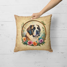 Load image into Gallery viewer, Saint Bernard and Flowers Fabric Decorative Pillow