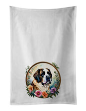 Load image into Gallery viewer, Saint Bernard and Flowers Kitchen Towel Set of 2
