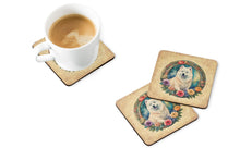 Load image into Gallery viewer, Samoyed and Flowers Coasters - Set of 4 Lightweight Foam, Absorbent Drink Coasters