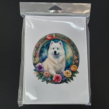 Load image into Gallery viewer, Samoyed and Flowers Greeting Cards -  Blank Note Cards – 8-Pack of Artist-Designed Cards with Envelopes