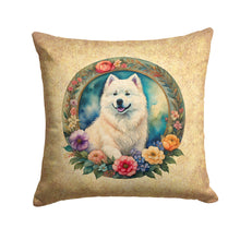 Load image into Gallery viewer, Samoyed and Flowers Fabric Decorative Pillow