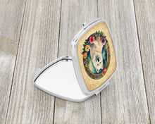 Load image into Gallery viewer, Samoyed and Flowers Compact Mirror – Stylish Purse Mirror with Artistic Covers