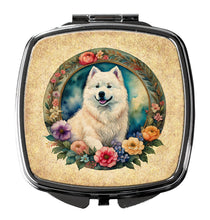 Load image into Gallery viewer, Samoyed and Flowers Compact Mirror – Stylish Purse Mirror with Artistic Covers