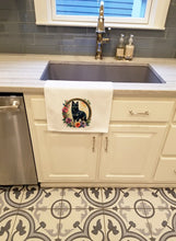 Load image into Gallery viewer, Schipperke and Flowers Kitchen Towel Set of 2