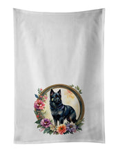Load image into Gallery viewer, Schipperke and Flowers Kitchen Towel Set of 2