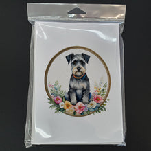 Load image into Gallery viewer, Schnauzer and Flowers Greeting Cards -  Blank Note Cards – 8-Pack of Artist-Designed Cards with Envelopes
