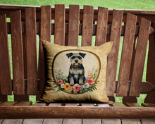 Load image into Gallery viewer, Schnauzer and Flowers Throw Pillow - 14x14 Decorative Pillow – Art for Your Home &amp; Patio