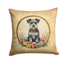 Load image into Gallery viewer, Schnauzer and Flowers Throw Pillow - 14x14 Decorative Pillow – Art for Your Home &amp; Patio