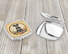 Load image into Gallery viewer, Schnauzer and Flowers Compact Mirror – Stylish Purse Mirror with Artistic Covers