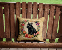Load image into Gallery viewer, Scottish Terrier and Flowers Throw Pillow - 14x14 Decorative Pillow – Art for Your Home &amp; Patio
