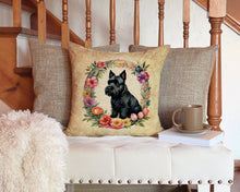 Load image into Gallery viewer, Scottish Terrier and Flowers Throw Pillow - 14x14 Decorative Pillow – Art for Your Home &amp; Patio