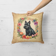 Load image into Gallery viewer, Scottish Terrier and Flowers Fabric Decorative Pillow