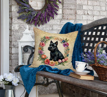 Load image into Gallery viewer, Scottish Terrier and Flowers Fabric Decorative Pillow