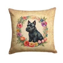 Load image into Gallery viewer, Scottish Terrier and Flowers Fabric Decorative Pillow