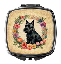 Load image into Gallery viewer, Scottish Terrier and Flowers Compact Mirror – Stylish Purse Mirror with Artistic Covers