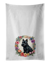 Load image into Gallery viewer, Scottish Terrier and Flowers Kitchen Towel Set of 2