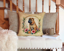 Load image into Gallery viewer, Shar Pei and Flowers Throw Pillow - 14x14 Decorative Pillow – Art for Your Home &amp; Patio