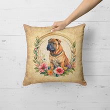 Load image into Gallery viewer, Shar Pei and Flowers Fabric Decorative Pillow