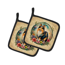 Load image into Gallery viewer, Sheltie and Flowers Pot Holders - Set of 2 Decorative Kitchen Helpers | Made in the USA